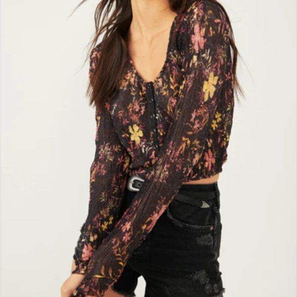 Free People Tops - Free People Angelina Top Dark Combo Black Extra Small XS